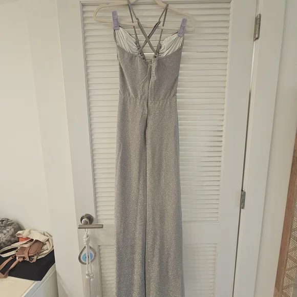 PatBO LUREX SILVER CUT OUT MAXI DRESS SZ 6 US - Picture 6 of 15